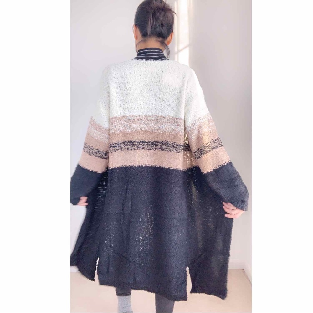 BOUCLE LONG KNIT OPEN FRONT CARDIGAN - Picture 5 of 6